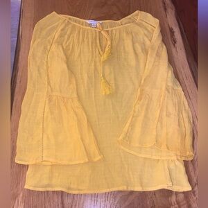 Counterparts Bell-Sleeved Gauze Top, Yellow Size Medium